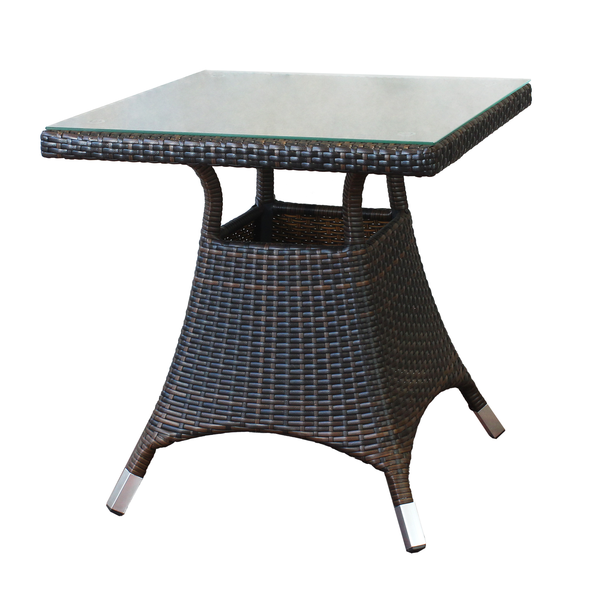 TAVOLO PARIGI MARRONE    90 X 90 C/VETRO